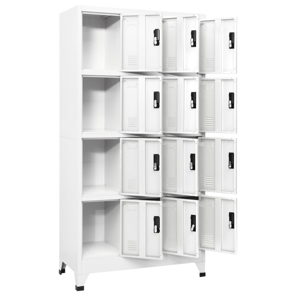Locker Cabinet White 90x45x180 cm Steel
